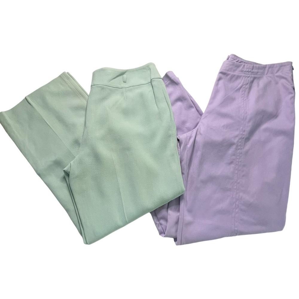 Escada Flat Front‎ Straight Leg Wool Cotton Pant 36 Waist German 44 Pastels 2 ea